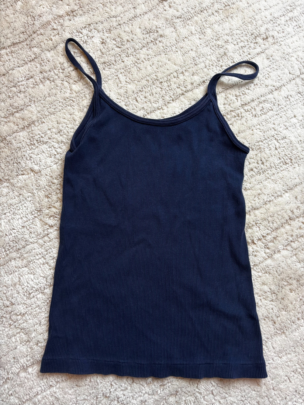 Brandy Melville Ribbed Tank Top Navy Blue Spaghetti Strap Y2K Minimalist